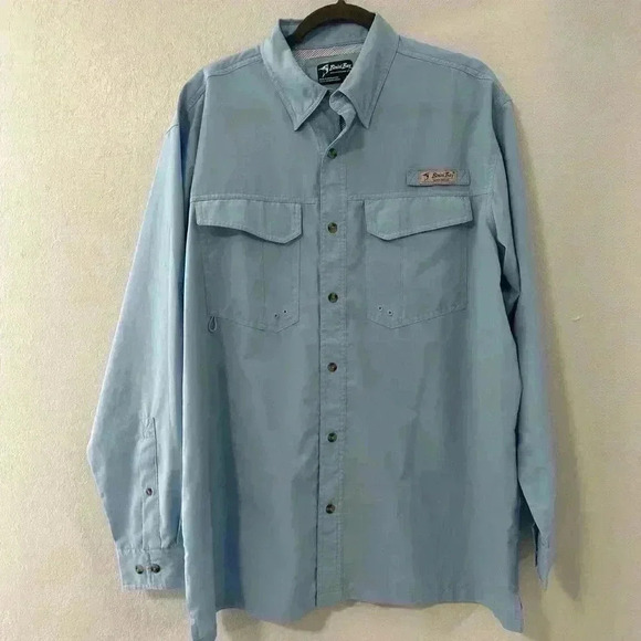 131.BIMINI BAY LONG SLEEVE SPF 30 BLOODGUARD Blue FISHING SUN SHIRT MEN'S SIZE L - Picture 5 of 7